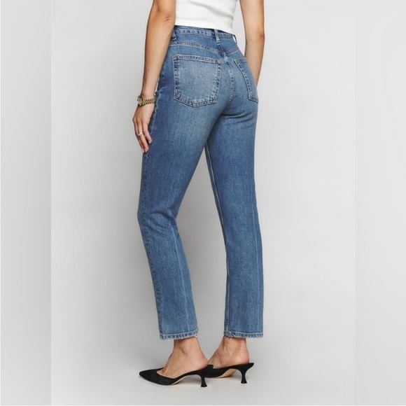 New Reformation Liza Ultra High Rise Straight Leg Jeans Malta NWT Denim Women 28 - Picture 2 of 13